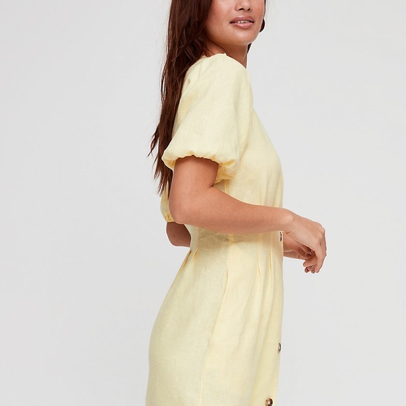 Aritzia Wilfred Caprice Yellow Linen Dress - Picture 3 of 6